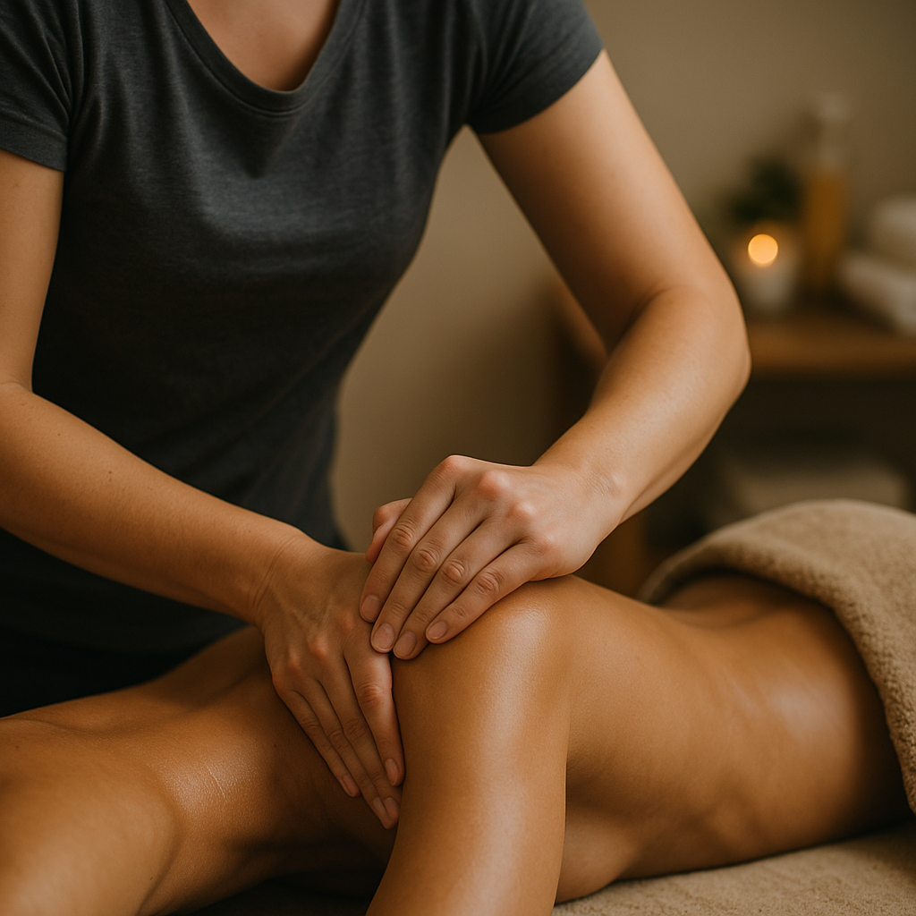 Detail van sportmassage behandeling – diepe spiermassage in Harlingen
